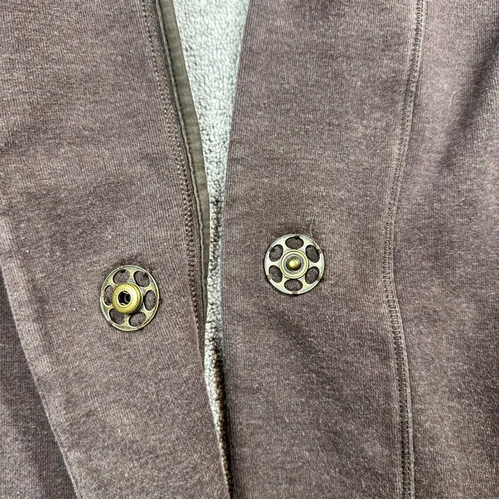 Lululemon Hooded Wrap Cardigan Womens 6 Brown Longline Fleece Thumbhole